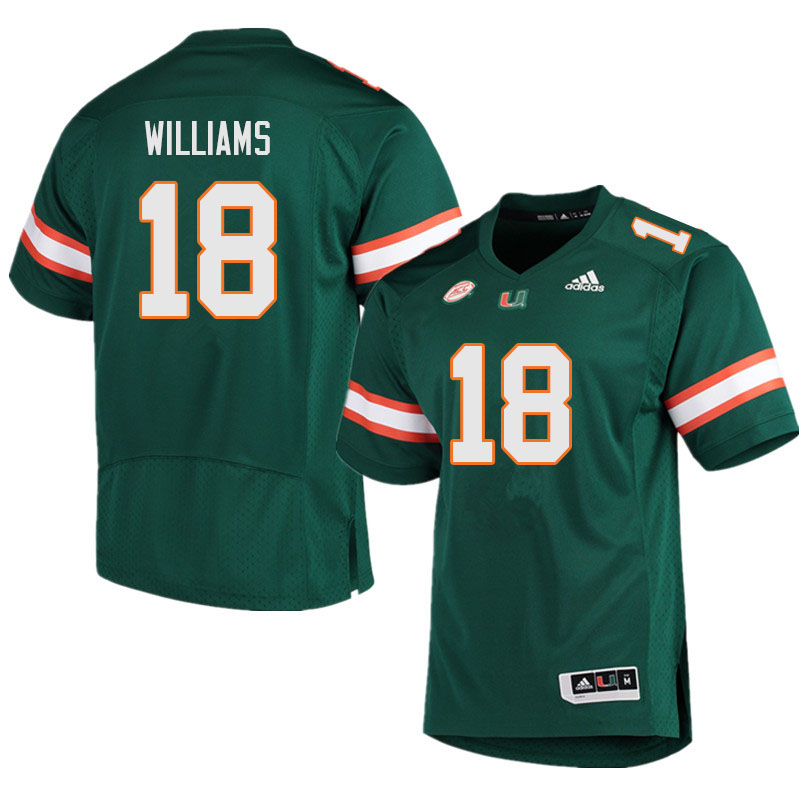Men #18 Markeith Williams Miami Hurricanes College Football Jerseys Sale-Green - Click Image to Close